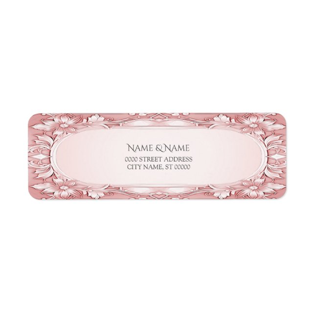 Pink Floral Frame Return Address Label (Front)