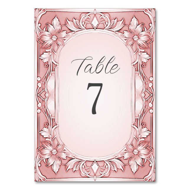 Pink Floral Frame Table Number (Back)
