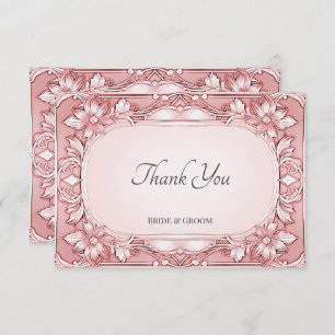 Pink Floral Frame Thank You Card