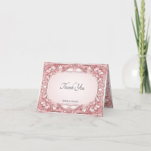Pink Floral Frame Thank You Card