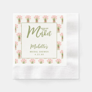 Pink Floral Fresh Off The Market Bridal Shower Napkin