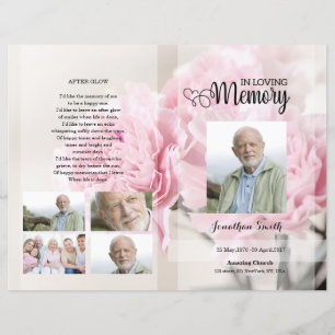 pink Floral Funeral Program template