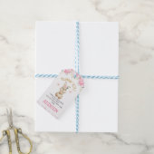 Pink Floral Furry Bunny Birthday Thank You Gift Tags (With Twine)