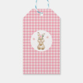Pink Floral Furry Bunny Birthday Thank You Gift Tags (Back)