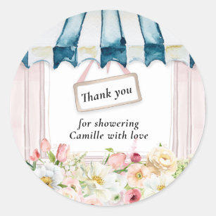 Pink Floral Garden Bridal Shower Thank you  Classic Round Sticker