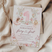 Pink Floral Garden Fairy First Birthday