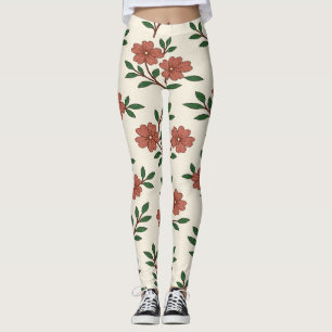 Pink Floral Garden Legging Print