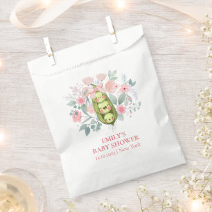 Pink Floral Garden Sweet Pea In Pod Baby Shower Favour Bag