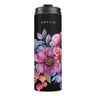 Pink Floral Garden Thermal Tumbler