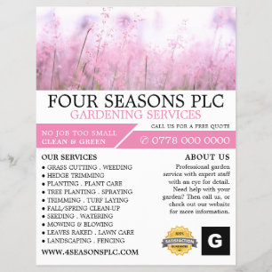 Pink Floral, Gardening Service, Horticulturist Flyer