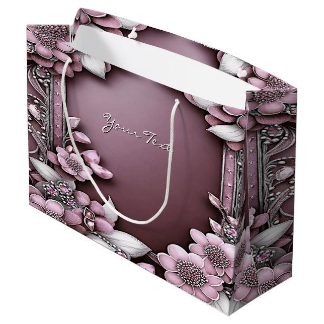 Pink Floral Gift Bag (Back Angled)
