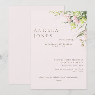 Pink Floral Girl Baby Shower Invitation