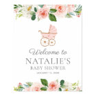 Pink Floral Girl Baby Shower Welcome