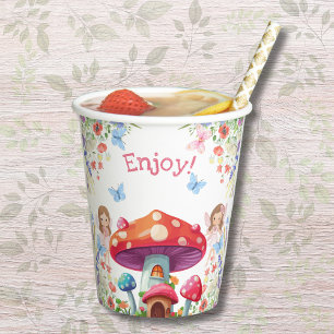 Pink Floral Girl Fairy Birthday Party Paper Cups
