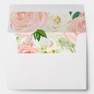 Pink Floral Girl Watercolor Script Baby Shower  Envelope