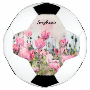 Pink Floral Girl's Sports Power Women's Soccer Ball