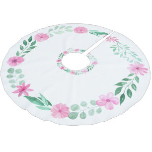 Pink Floral Girly Elegant Princess Brushed Polyester Tree Skirt