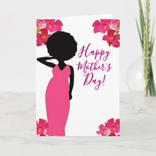 Pink Floral Glam Mom African American Mother's Day Card