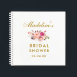 Pink Floral Gold Bridal Shower Gift List Square Notebook<br><div class="desc">Watercolor Pink Blush Floral Gold Bridal Shower Gift List Notebook - Square</div>