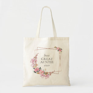 Pink Floral Gold Wreath Personalized Tote Bag