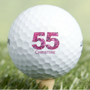 Pink Floral Golf Gift for Sister – Turning 55 Balls