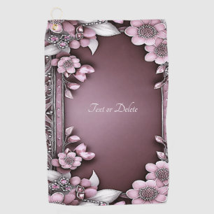 Pink Floral Golf Towel