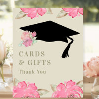 Pink Floral Graduation Party Cards and Gifts