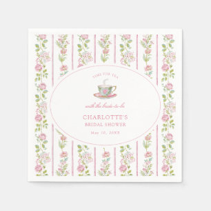Pink Floral Grandmillennial Bridal Tea Party Napkin