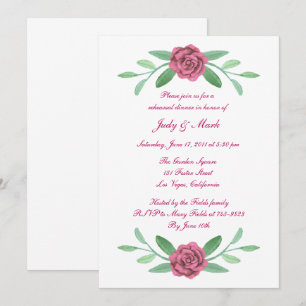 Pink Floral Greenery Foliage Rehearsal Dinner Invitation