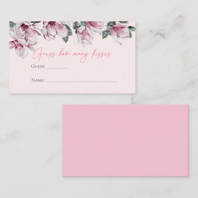 Pink Floral | Guess How Many Kisses Enclosure Card (Front/Back)