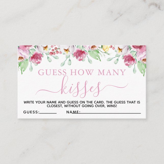 Pink Floral Guess Kisses Baby shower Carte de jeu (Devant)