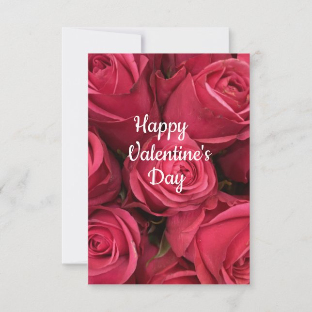 Pink Floral Happy Valentine's Day Card (Front)