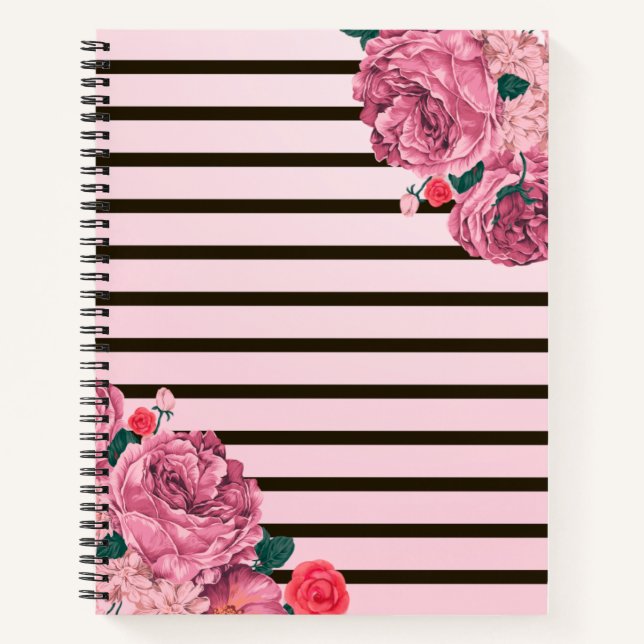Pink Floral Hardcover Notebook (Front)