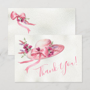 Pink floral Hat Derby Bridal Shower Thank You Card