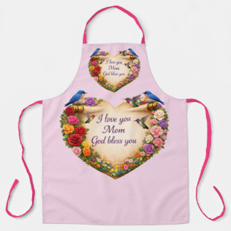 Pink Floral Heart  Kitchen Apron for Mom