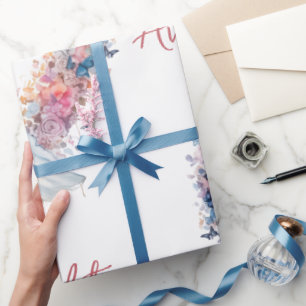 Pink Floral Heart Wedding/Shower Congratulations Wrapping Paper