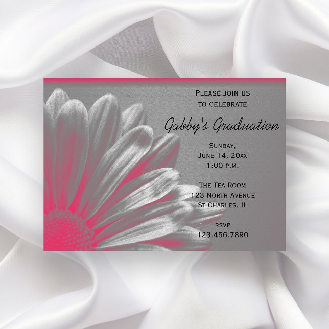 Pink Floral Highlights Graduation Party Invitation (Creator Uploaded)