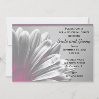 Pink Floral Highlights Wedding Rehearsal Dinner Invitation