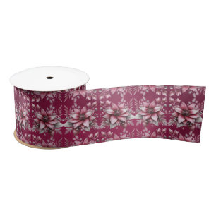 Pink Floral Holiday Satin Ribbon