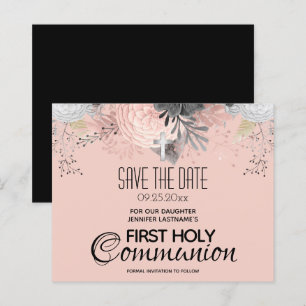 Pink Floral Holy Communion Save the Date Budget