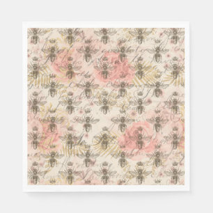 Pink Floral Honeybee Napkin