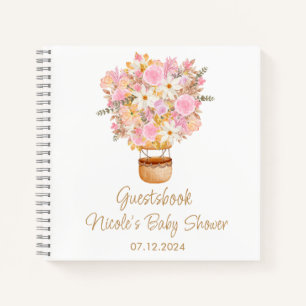  Pink Floral Hot Air Balloon Baby Shower  Notebook