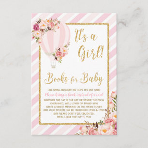 Pink Floral Hot Air Balloon Bring a Book Card