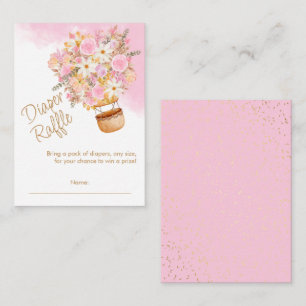 Pink Floral Hot Air Balloon Diaper Raffle Enclosure Card