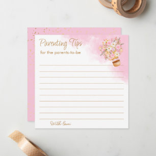 Pink Floral Hot Air Balloon Parents Tips Card