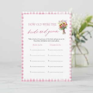 Pink Floral How Old Were The Bride & Groom Game Invitation