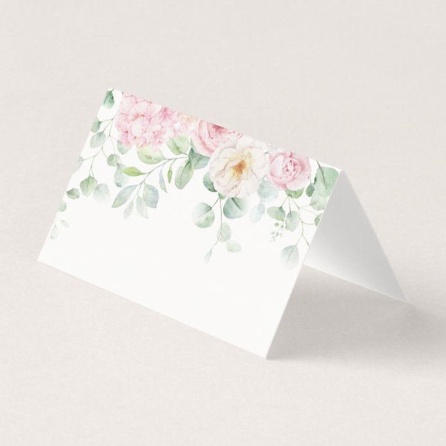 Pink Floral Hydrangea Bloom Place Card Table Decor (Front)