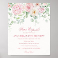 Pink Floral Hydrangea Botanical Bloom Time Capsule