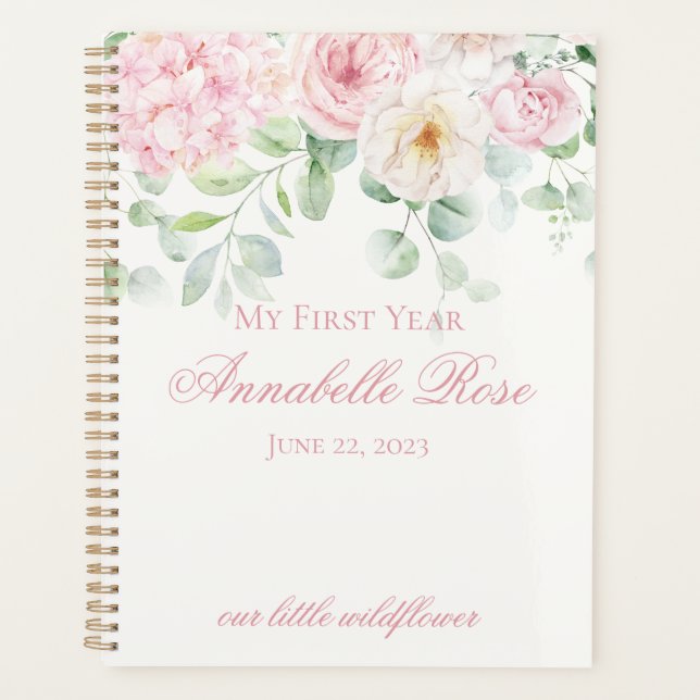 Pink Floral Hydrangea Botanical My First Year Planner (Front)