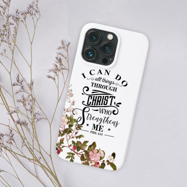 Pink Floral I Can Do All Things Through Christ Case-Mate iPhone Case (Creator Uploaded)